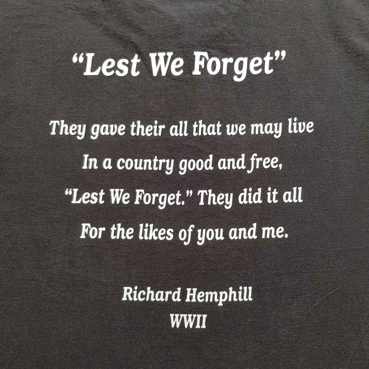 Vintage lest we forget poem tshirt