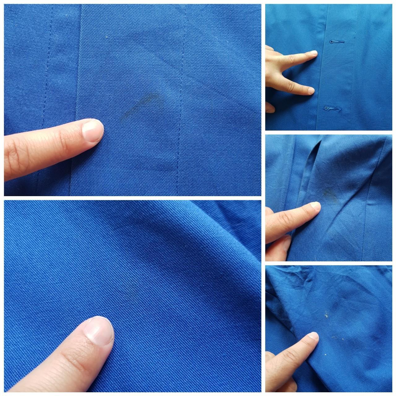 Vintage french royal blue cotton twill long work coat