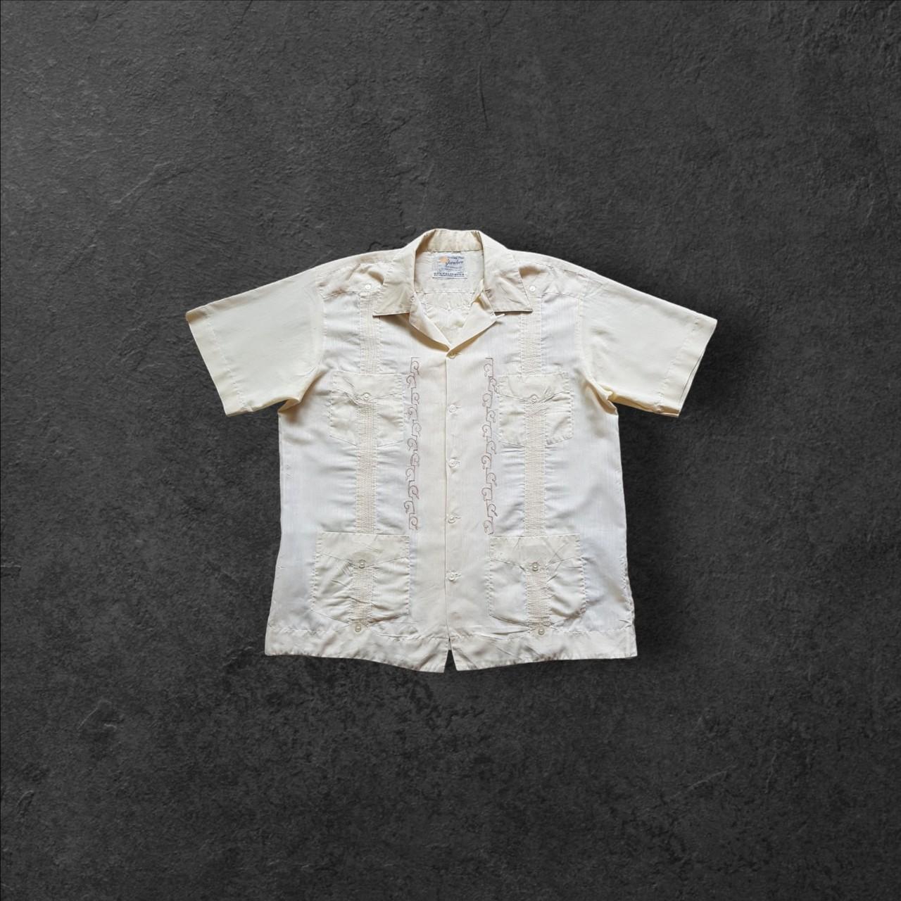 vintage yucateca poly cotton blend guayabera cuban shirt
